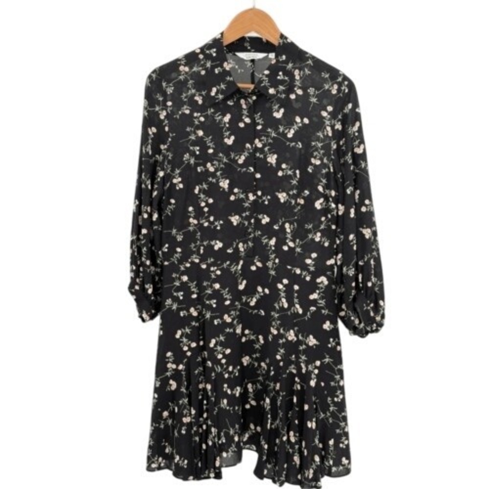 Stockholm Atlelier & Other Stories Dress Women 10 Black Floral Cottagecore Short